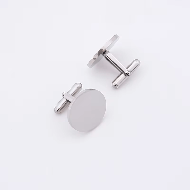 Stainless steel high end quality In stock ready to ship blank classic cufflinks for engraving wholesale to customized - Image 2